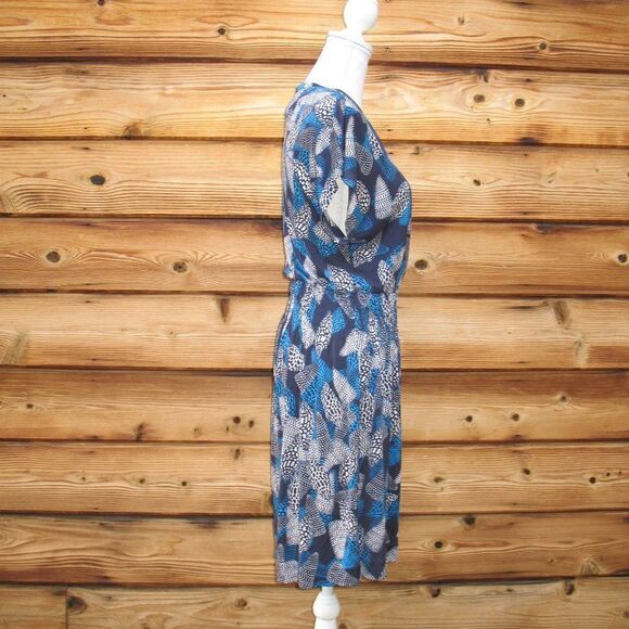 Tory Burch Silk Jersey Surplice Blue Print Dress - Picture 5 of 10